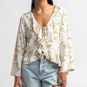 O'Neill April Ruffle Blouse Top Winter White